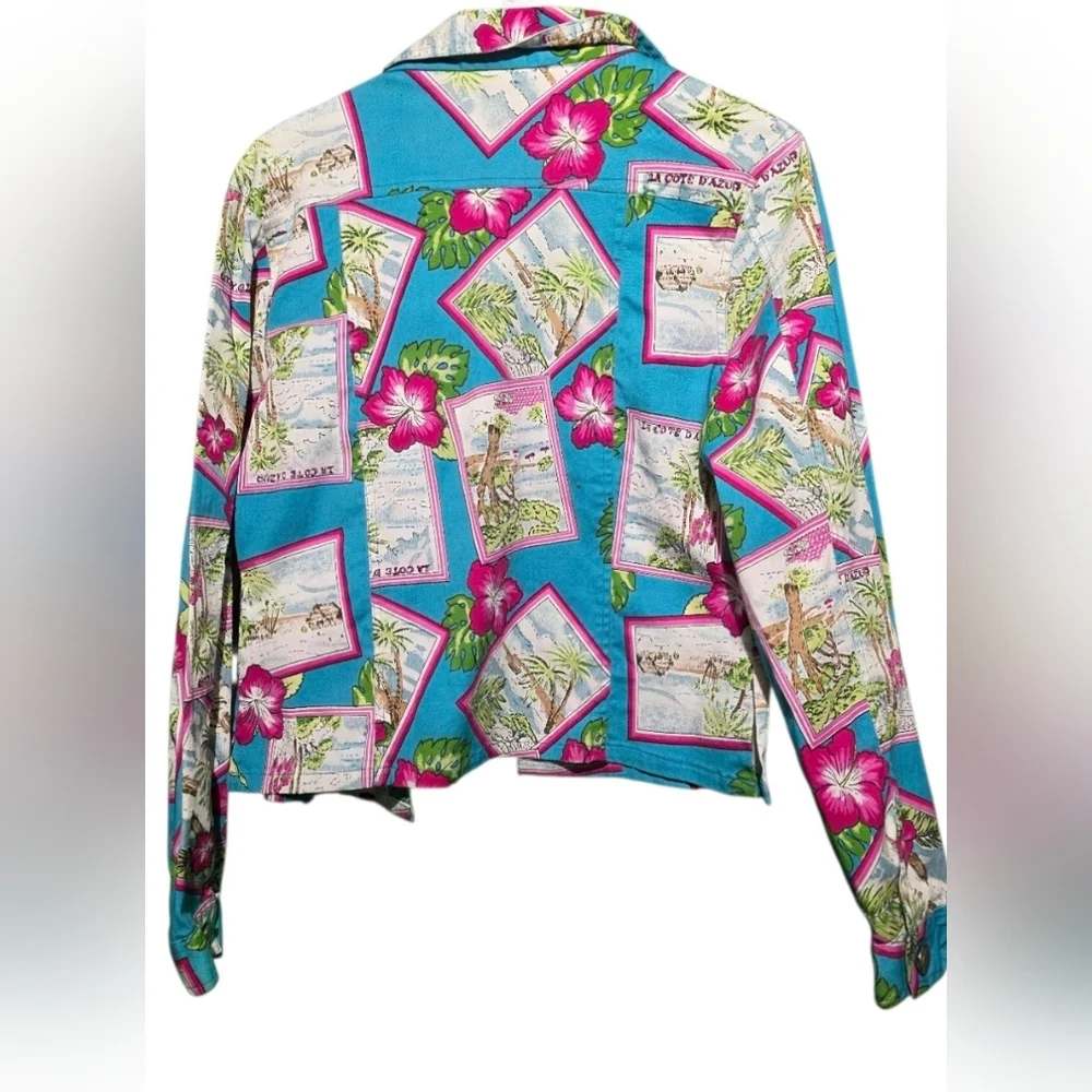 New Identity Large Tropical Print Women's Jacket EUC PTP 20 Length 21 - Picture 2 of 3
